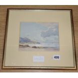 David West (1868-1936), watercolour, "Scottish seascape" , signed, 14 x 20cm