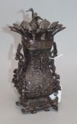 A Chinese archaistic bronze hu vase and cover height 23cm