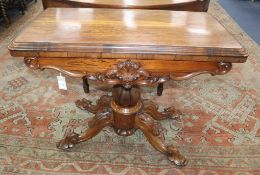 A Victorian rosewood folding tea table W.92cm