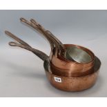 Six copper pans