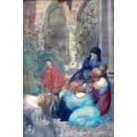 Robert Anning Bell R.W.S (1863-1903)watercolourFigures seated by an arch (possibly an early study