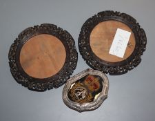 A pair of Chinese carved photo frames and mixed silver jewellery