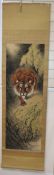 Chinese School, mid 20th century, scroll picture, Stalking tiger, 122 x 42cm