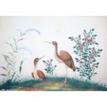 A 19th century Chinese album of 14 paintings on pith paper, birds and figures