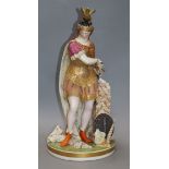 A large French coloured biscuit porcelain figure of Athena height 44cm (a.f.)