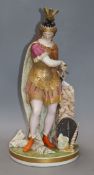 A large French coloured biscuit porcelain figure of Athena height 44cm (a.f.)