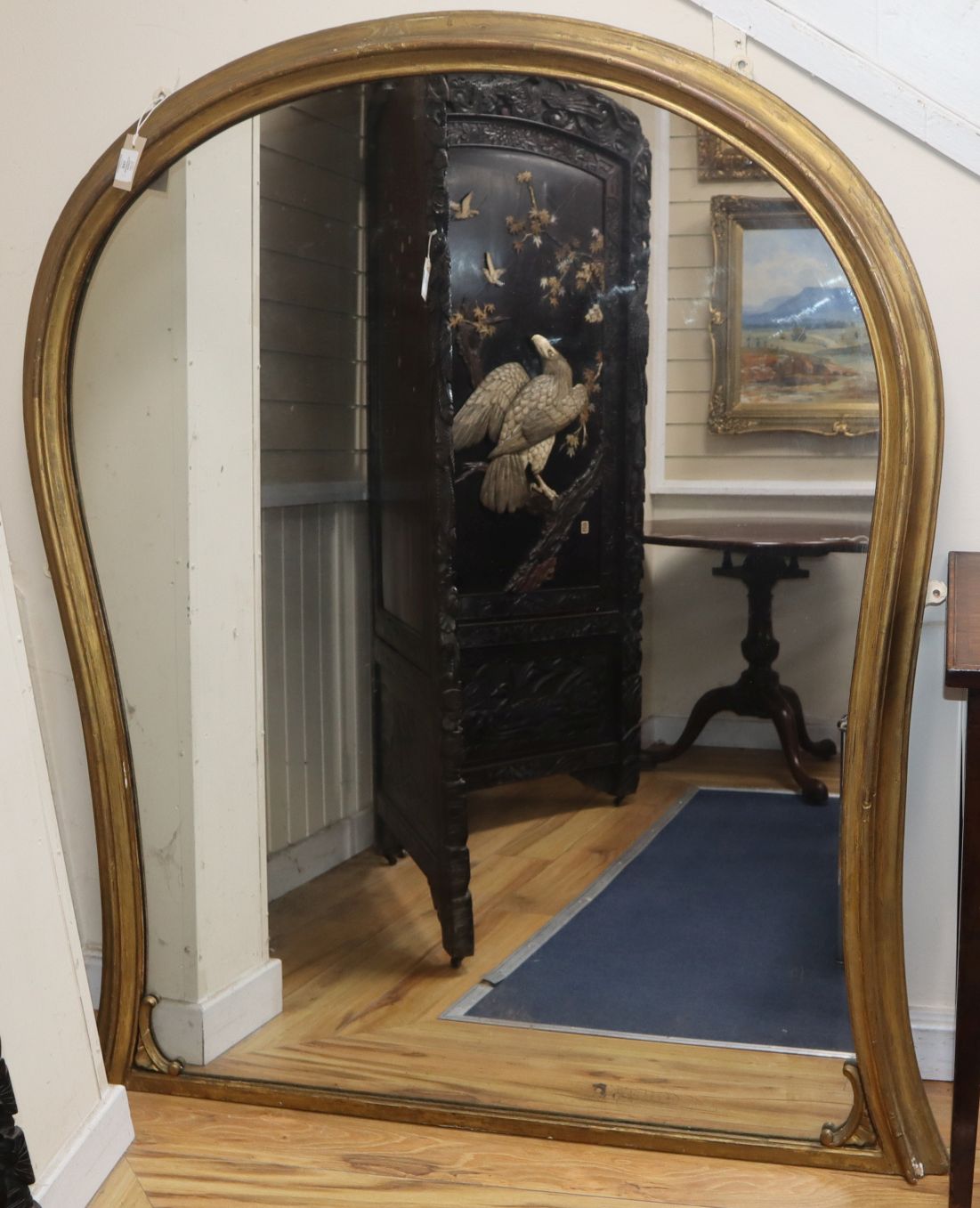 A Victorian gilt framed overmantel mirror H.152cm