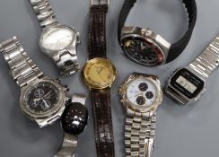 Seven assorted gentleman's wrist watches, including Rado, Favre Leuba and Accurist.