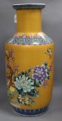 A large Chinese yellow ground vase