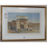 Italian School (19th century), study of the Arch of Titus, Via Sacra, Rome, watercolour, 31 x 50cm