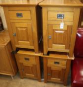 Four military style bedside cabinets W.45cm