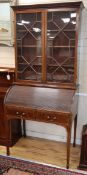 A George III mahogany bureau bookcase W.94cm