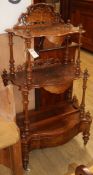 A Victorian inlaid walnut whatnot, W.77cm