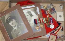 Malaysia medal and other medals including miniatures, photographs and hat belonging to the nurse