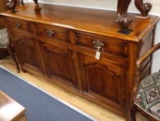 An 18th century design oak three drawer dresser base W.170cm