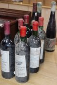 Nine assorted bottles of wine including Chateau Guibeau and two early labels