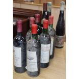 Nine assorted bottles of wine including Chateau Guibeau and two early labels