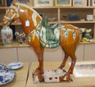 A large Chinese Tang style sancai model of a horse height 80cm