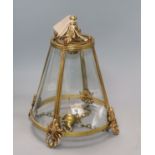 A gilt brass and four glass hall lantern