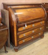 An early 19th century Dutch mahogany and burr wood cylinder bureau W.122cm