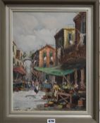 Antonio de Vity, oil on canvas, Market scene, 39 x 29cm