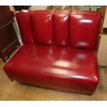 An American diner red leatherette double seat, W.108cm and a matching single seat