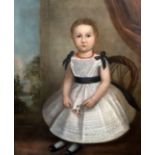 19th century English Primative Schooloil on canvasPortrait of a seated girl29.5 x 24.5in.