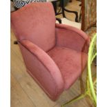 A small Art Deco dralon bedroom armchair