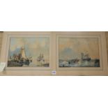 Hermanus G. Groenewegen (1825-1879) pair of watercolours, Seascapes, one signed, dated 1847, 23 x