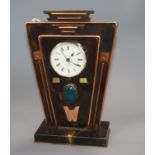 Sam Fanaroff. A copper mantel timepiece inset green cabochon stone, numbered 2012 height 27cm