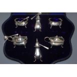 A cased George V silver six piece condiment set, E.S. Barnsley & Co, Birmingham, 1912.