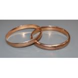 Two 9ct bangles, gross 47 grams.