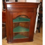 A Victorian mahogany hanging corner cabinet W.78cm