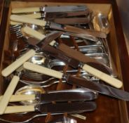 A canteen of plated Old English cutlery and other boxed sets of cutlery