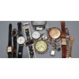 A small group of assorted wrist and pocket watches.