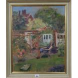 Gladys Carew Blake, oil on board, In Old Palace Yard, signed, label verso, 50 x 40cm