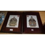 A pair of Chinese porcelain panels of Emperors 30 x 22cm excl. frames