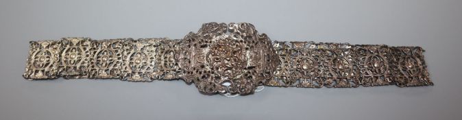 A George V pierced silver belt, Birmingham, 1910, 77cm.