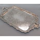 A silver plated two handled tray overall length 65cm