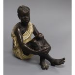 An Austrian cold painted bronze of a seated African boy