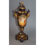 A Vienna style porcelain urn and cover, c.1900