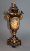 A Vienna style porcelain urn and cover, c.1900