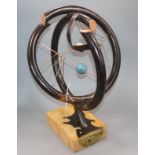 Sam Fanaroff. A copper orrery "An other Dimension", maple based, numbered 0010 height 47cm