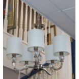 A Laura Ashley glass and chrome five branch ceiling light