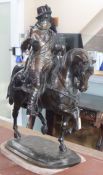 A bronze horseman, on marble base, dated 1848 height 89cm