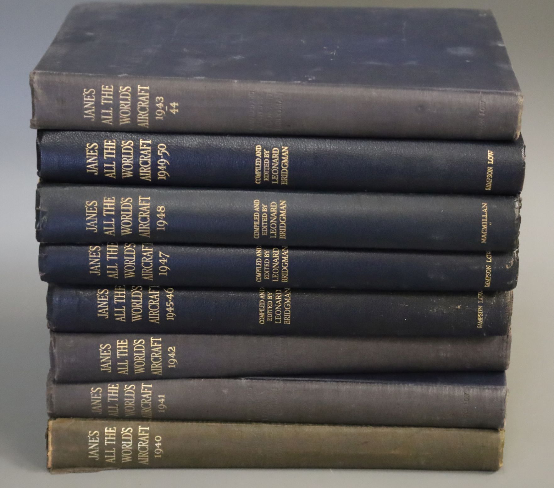 Jane's - Jane's All the World's Aircraft, 8 vols, qto, cloth, London 1940 - 1950