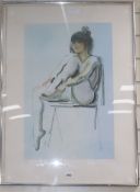 Donald Hamilton Fraser, limited edition print, Seated ballerina, signed in pencil, 99/200, 74 x