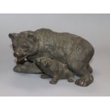 A Russian bronze bear and cub box