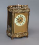 An early 20th century French brass carriage timepiece