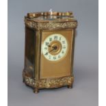 An early 20th century French brass carriage timepiece